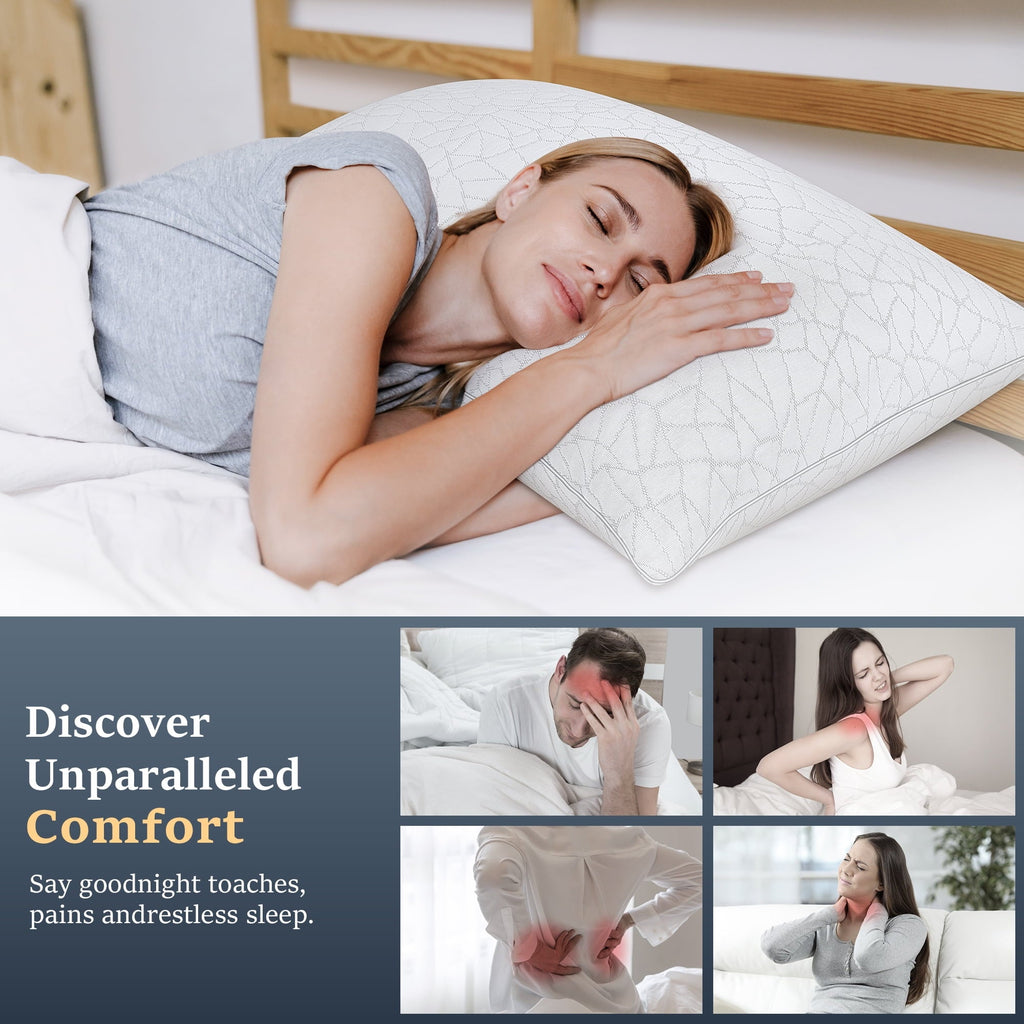Hotel Collection Queen Size Bed Pillows 1-Pack,2.2lb High Quality Down Alternative Filled,3D Breathable Cover,Hotel Collection Pillows... - Ergonomic Memory Foam Pillow for Neck Pain Support Detail