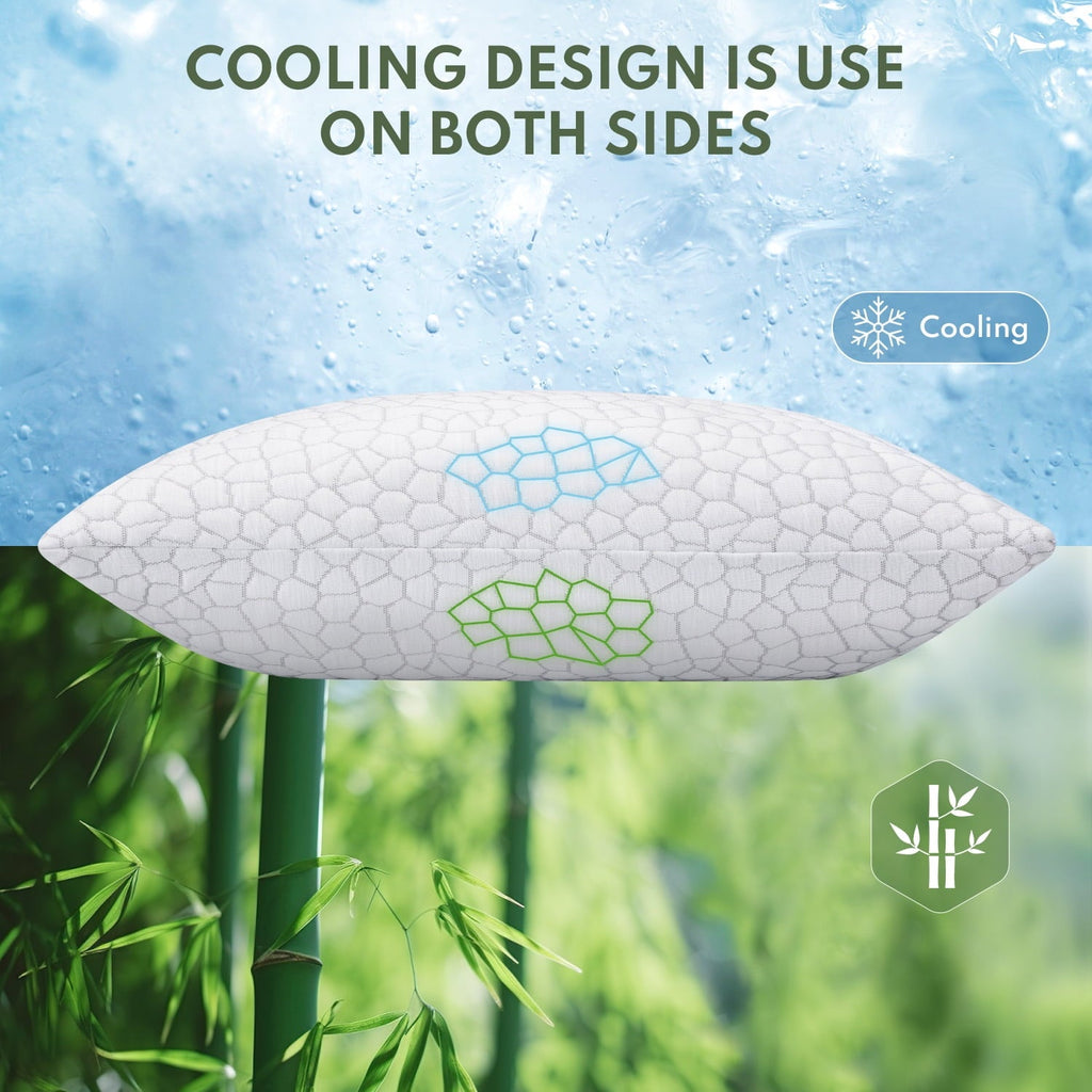 Ergonomic Memory Foam Cooling Memory Foam Queen Pillows for bed 2 Pack,Adjustable Support & Heat Dissipation Tech for Side,Back,Stomach & H... - Orthopedic Shredded Foam Bed Pillow Set Detail
