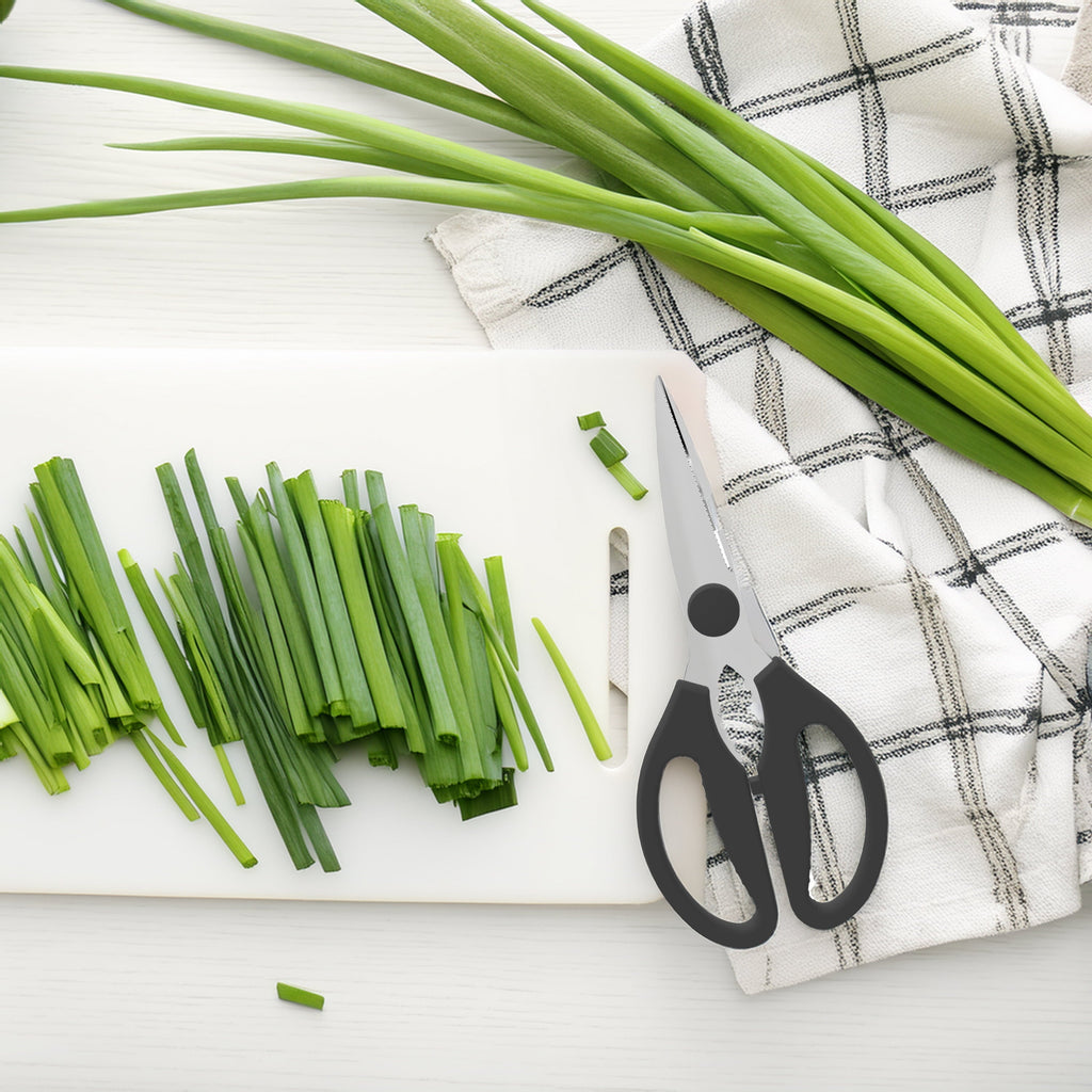 Premium Kitchen Stainless Steel Multi-Purpose Kitchen Shears with Grip 1 Each - Premium Stainless Steel Garlic Presser & Peeler Detail
