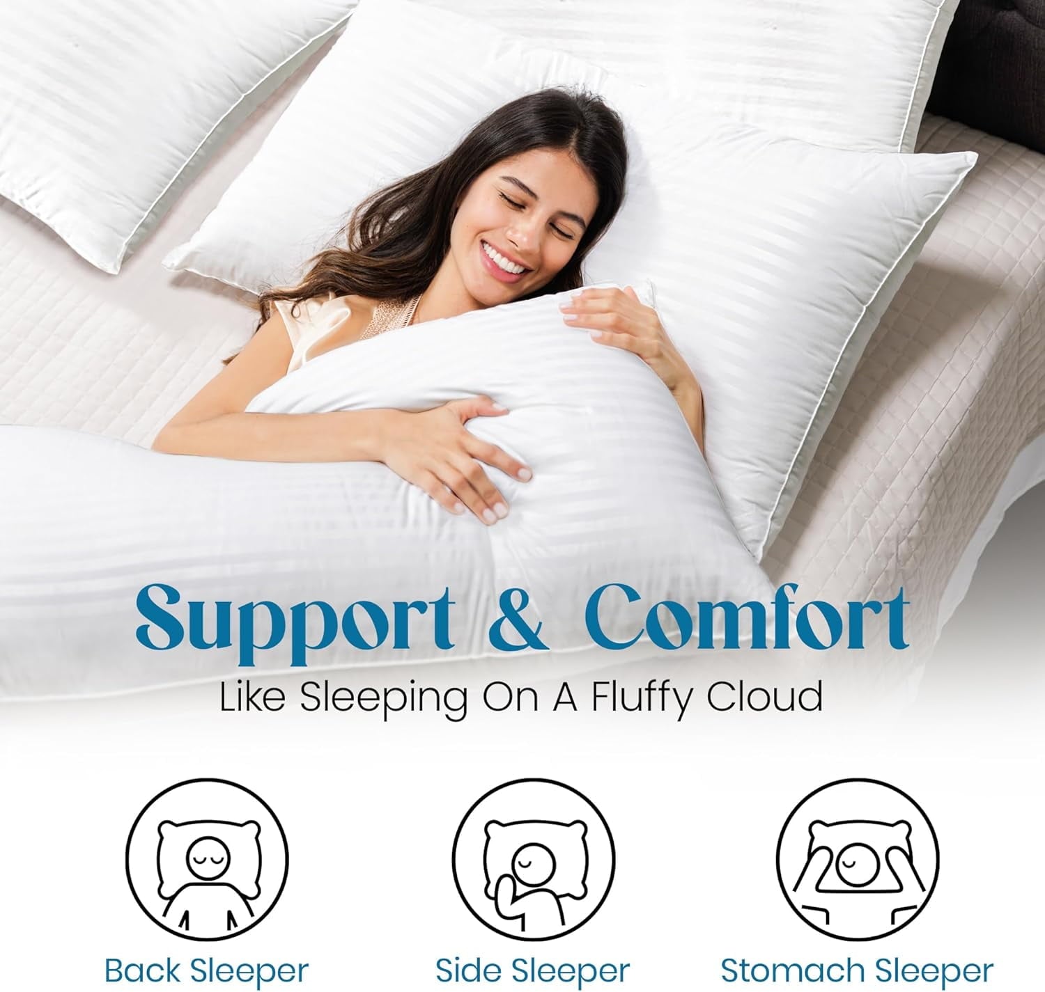 Decorative Plump Pillow for Beds 2 Pack Queen Size Pillows Set of 2 Hypoallergenic Hotel Down Alternative Pillow for Side and Back Sle... - Decorative Throw Pillow Cushion for Sofa & Bed Detail