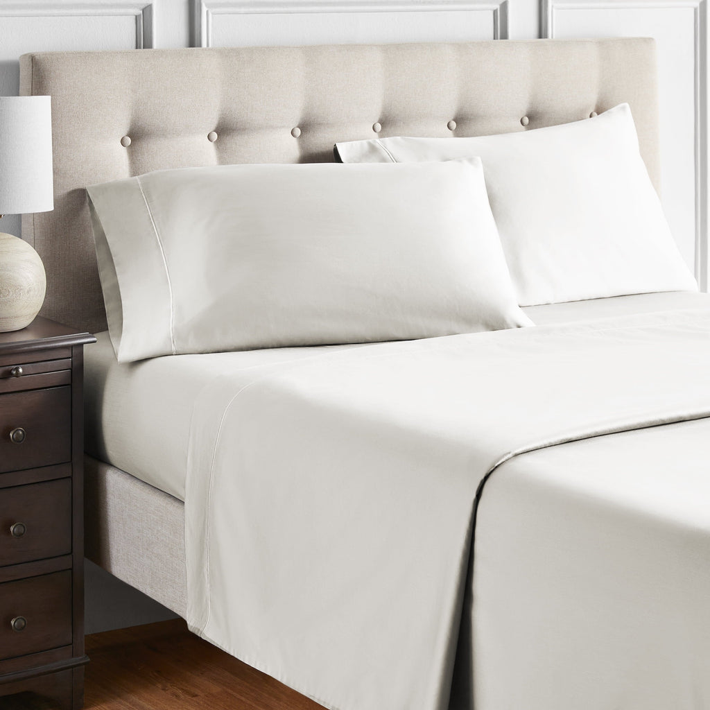Premium Egyptian Cotton 4-Piece 600 Thread Count White Egyptian Cotton Adult Bed Sheet Set, King - Deep Pocket - Luxury Bed Sheet Set with Deep Pockets Detail