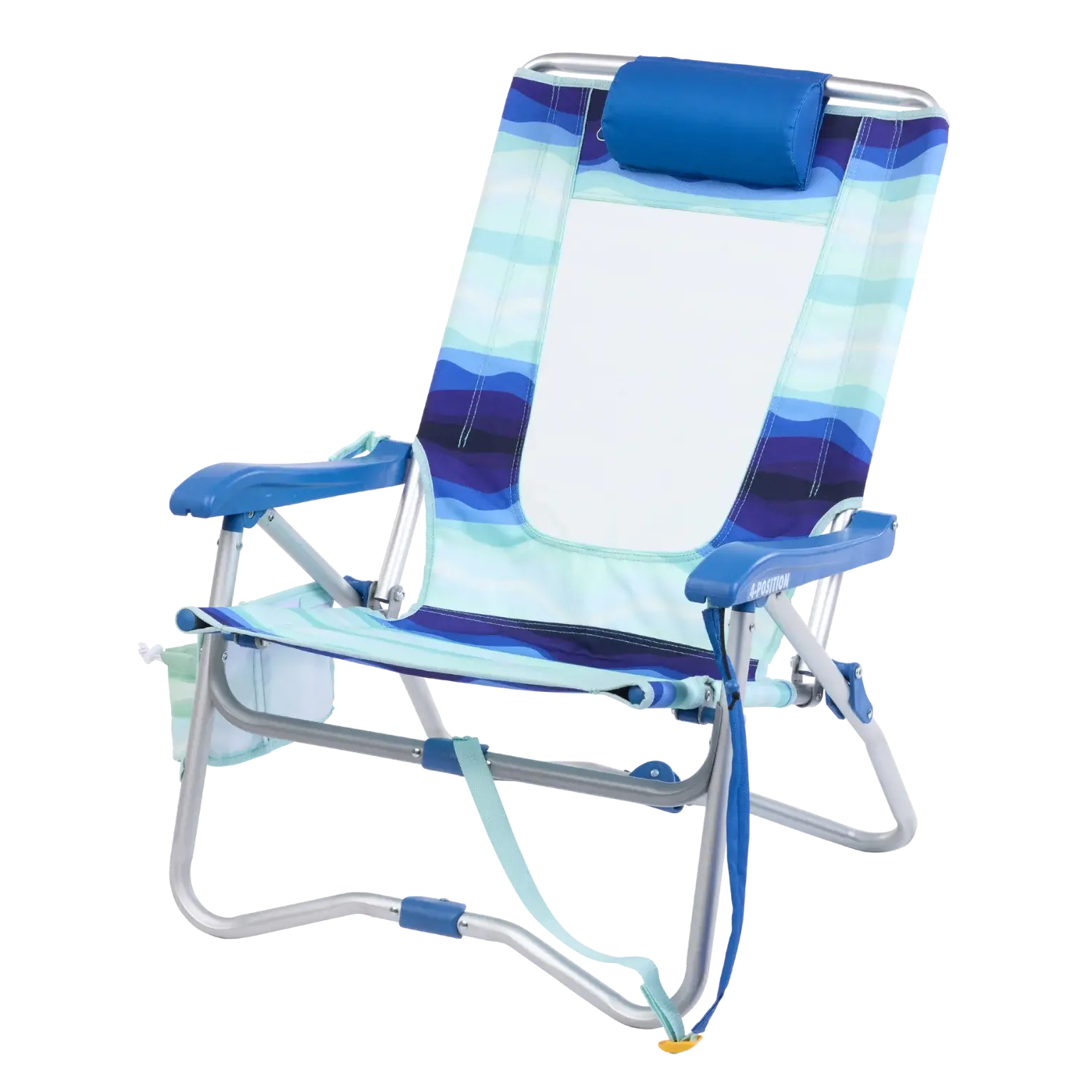 Rust-Resistant Aluminum Bi-Fold Beach Chair - Choice 601 - Multi-Position Outdoor Beach Chair with Pillow Detail