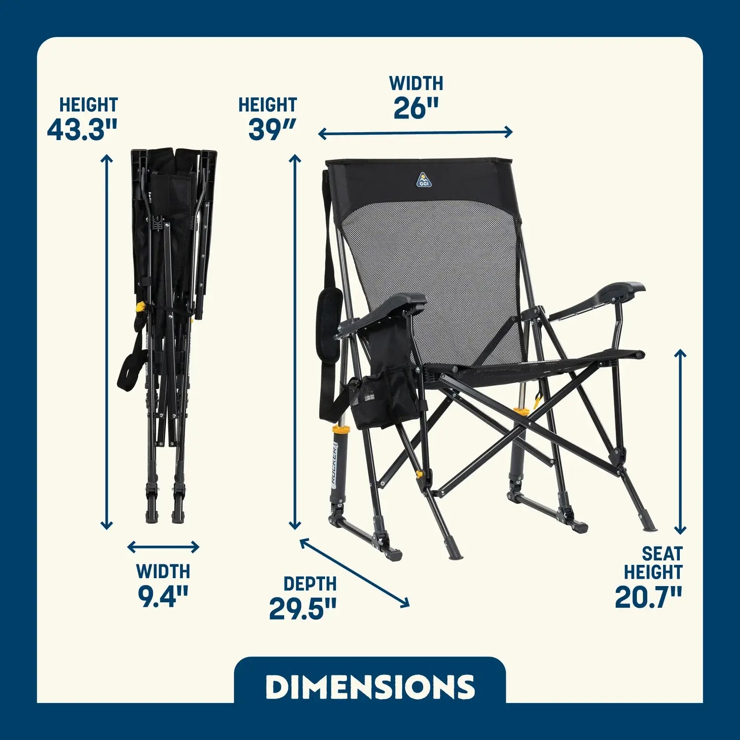 Patented Spring-Action BreezeRocker - Choice 504 - Patented Spring-Action Rocking Chair for Camping Detail