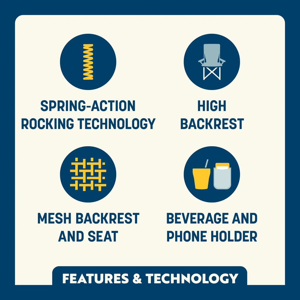 Patented Spring-Action BreezeRocker - Choice 504 - Patented Spring-Action Rocking Chair for Camping Detail