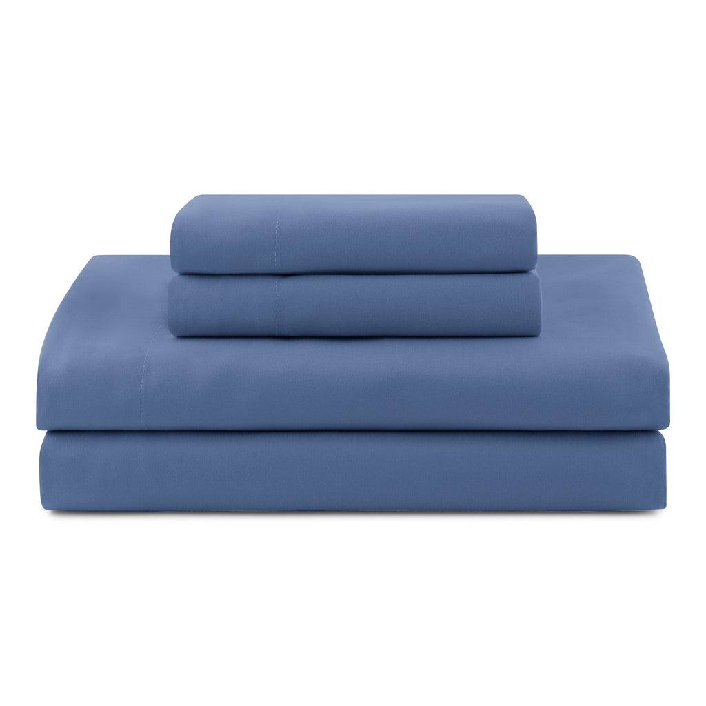 Heavyweight Warmth All in One Reversible Comforter and Sheet Set- 7 Piece, Queen, Blue Pinstripe - All-Season Down Alternative Comforter Insert Detail