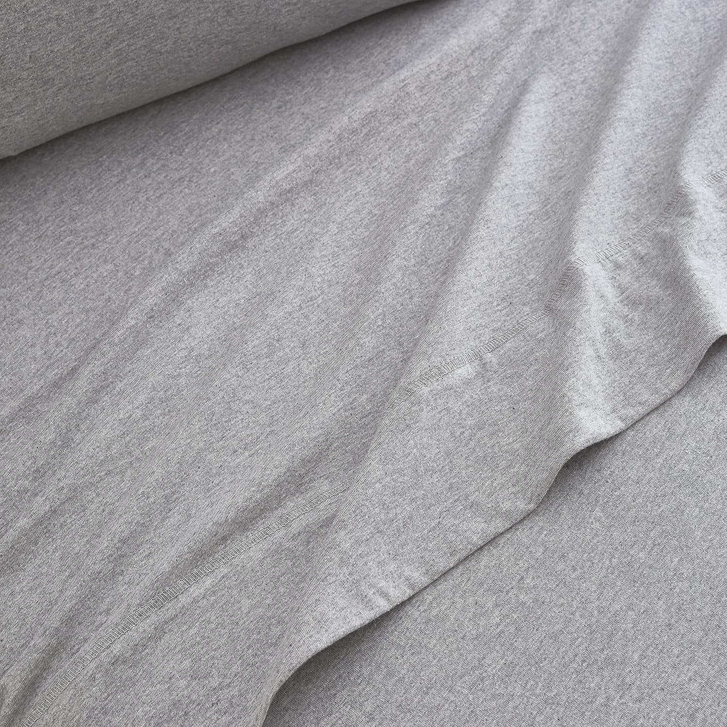 Breathable Luxury Jersey Knit Full Size Sheets 4pc|100% T-Shirt Cotton Blend Super Soft Breathable Jersey Sheets Full Size Bed, Stretch... - Cooling Hotel Quality Bedding Sheets and Pillowcases Detail