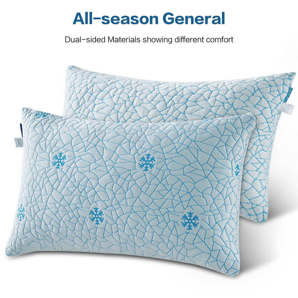 Decorative Plump Cooling Memory Foam Queen Pillows Set of 2,Adjustable Support & Heat Dissipation Tech for Side,Back,Stomach & Hot Sle... - Decorative Throw Pillow Cushion for Sofa & Bed Detail