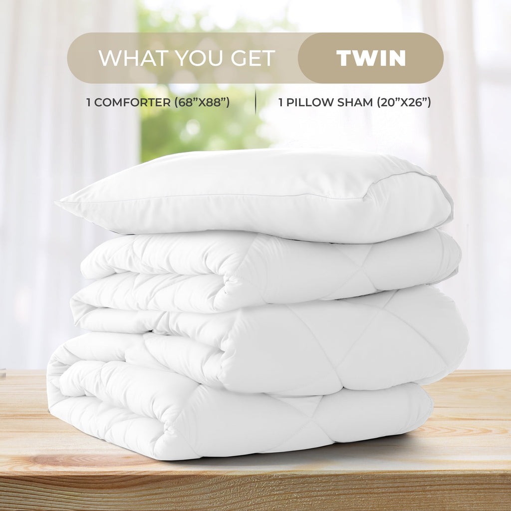All-Season Lux Decor All-Season Comforter Sets Twin Size 2 PC, Reversible Bedding Set with Diamond Quilted Design Comforter and ... - Hypoallergenic Ultra-Fluffy Quilt for Winter Detail