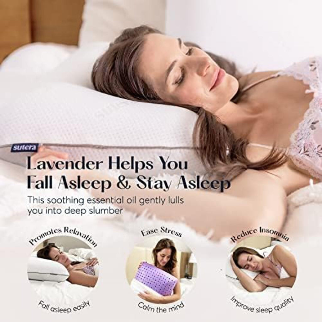 Decorative Plump Plush Zen Bed Pillow, Lavender Scented Cooling Adaptive Memory Foam Queen - Orthopedic Shredded Foam Bed Pillow Set Detail