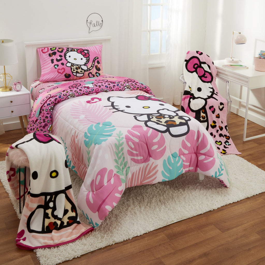 Cozy Fleece Kids Pink White Print Fleece Throw Blanket, 46 x 60 - Luxury Knitted Decorative Throw Blanket with Fringes Detail
