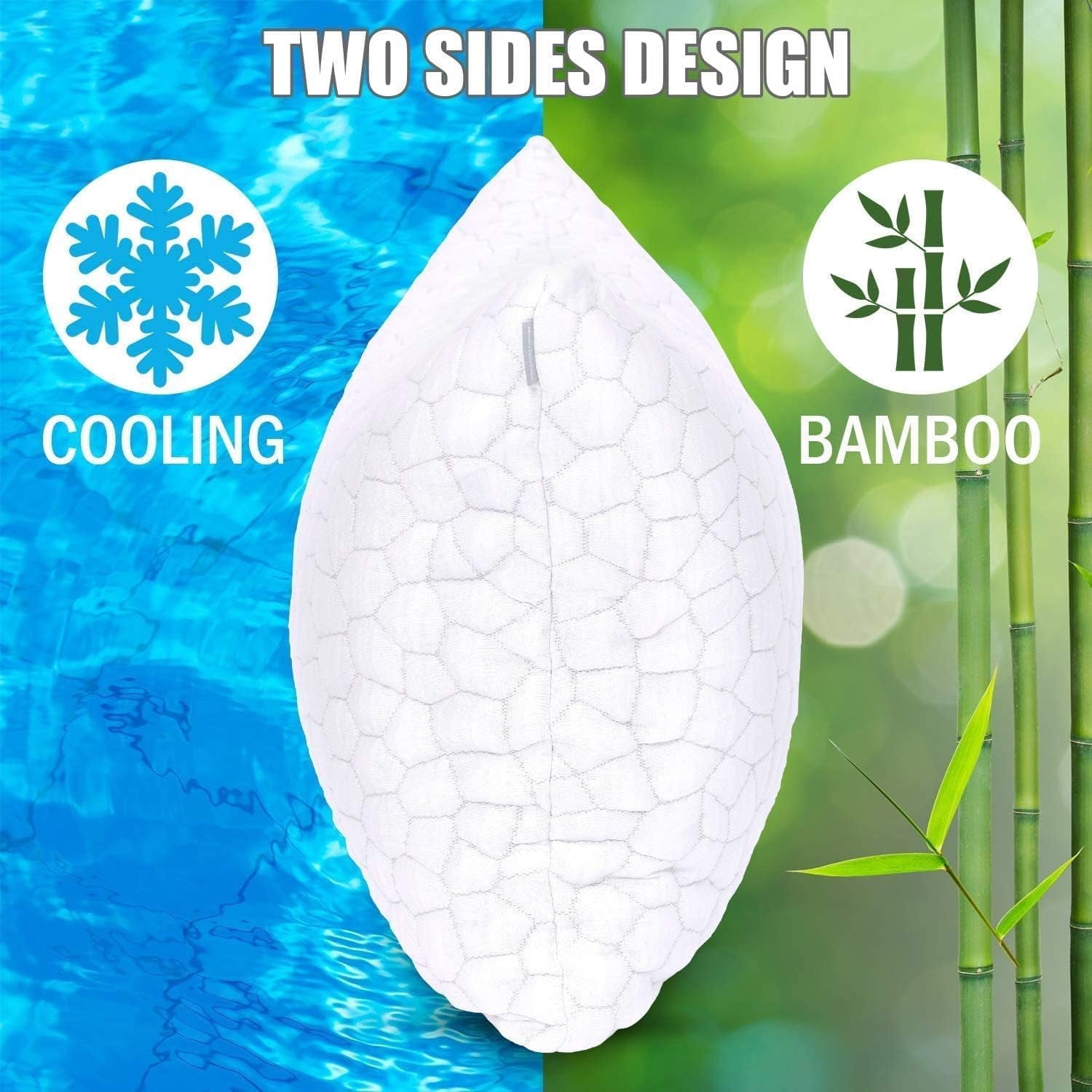 Orthopedic Support Shredded Memory Foam Pillows for Sleeping, Bed Pillows Queen Size Set of 2 Pack Adjustable for Side and Back Sleeper ... - Decorative Throw Pillow Cushion for Sofa & Bed Detail