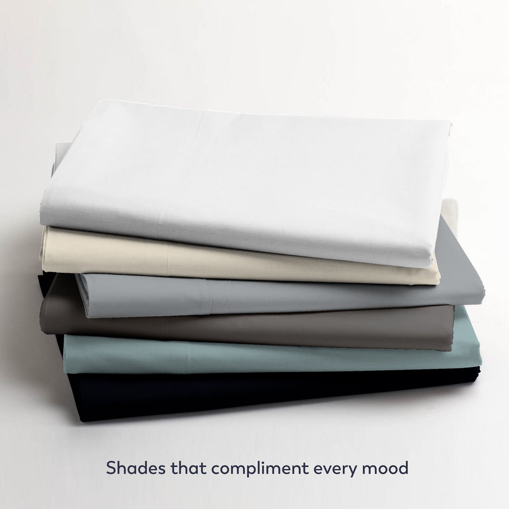 Premium Egyptian Cotton Soft Finish Microfiber Percale Queen Bed Sheet Set – 4-Piece Lightweight, Wrinkle-Resistant, Quick-Dry, Light Gray - Premium Ultra-Soft Pillowcase Pair for Sleeping Detail