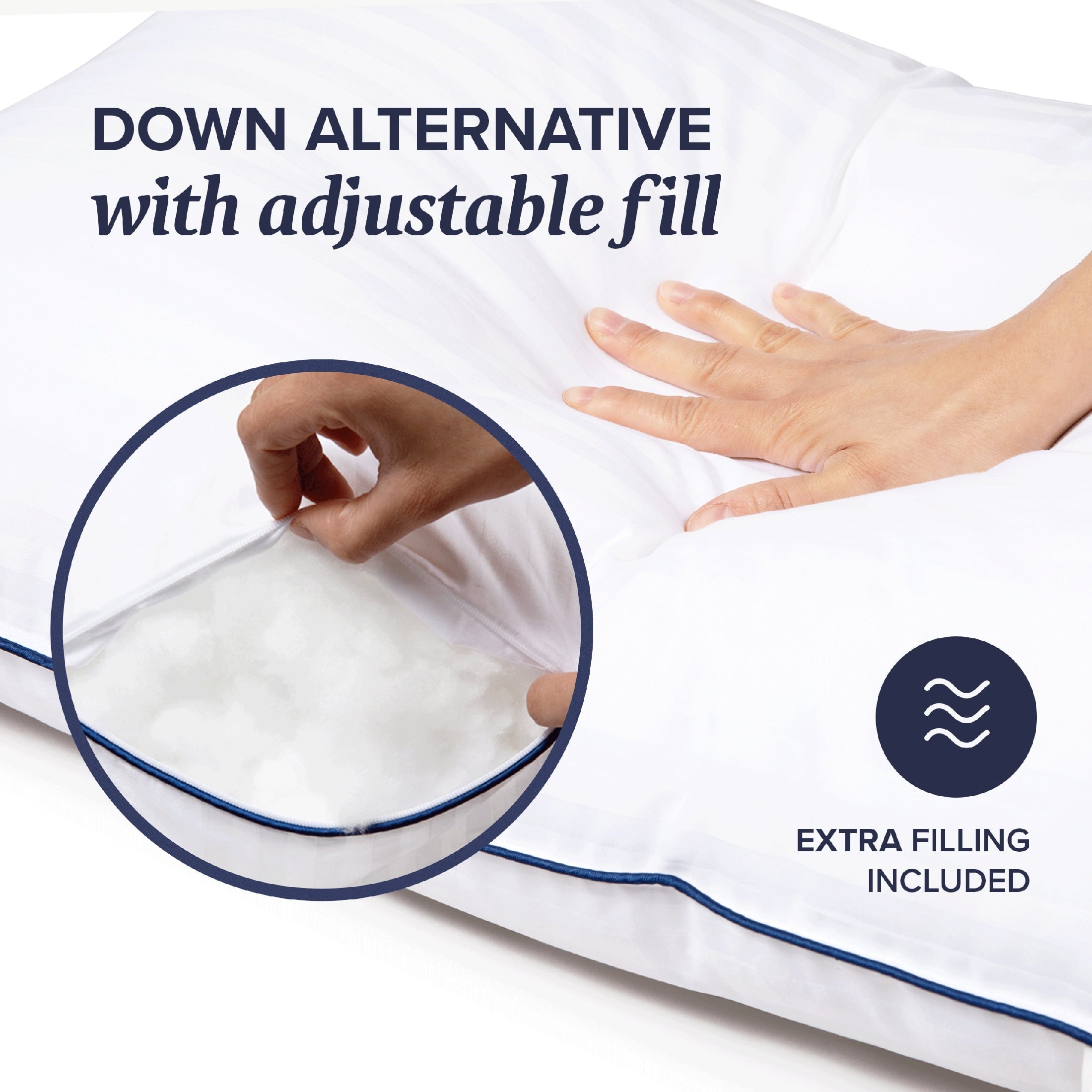 Decorative Plump Customizable Down Alternative Queen Pillow 1 Pack, Adult - Decorative Throw Pillow Cushion for Sofa & Bed Detail