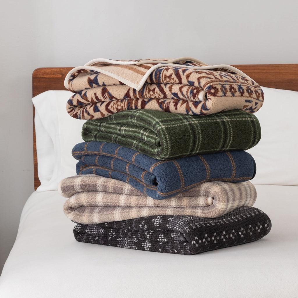 Super Soft Flannel Berkshire Life Reversible Printed Hampshire Soft Throw Blanket, Glacier Fair Isle - Luxury Knitted Decorative Throw Blanket with Fringes Detail