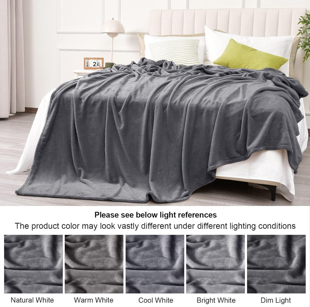 Reversible Sherpa Fleece Throw Blanket, Fuzzy Soft Lightweight Blankets for Bed, Sofa, Suitable for All Season, Grey, 50x60 inches - Lightweight Plush Warm Blanket for All Seasons Detail
