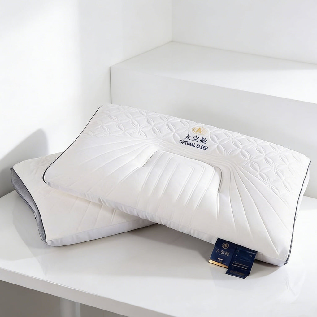 Decorative Plump 2-Pack Space Capsule Bed Pillow (29.13" x 18.9") - Plush and Supportive - Ergonomic Memory Foam Pillow for Neck Pain Support Detail
