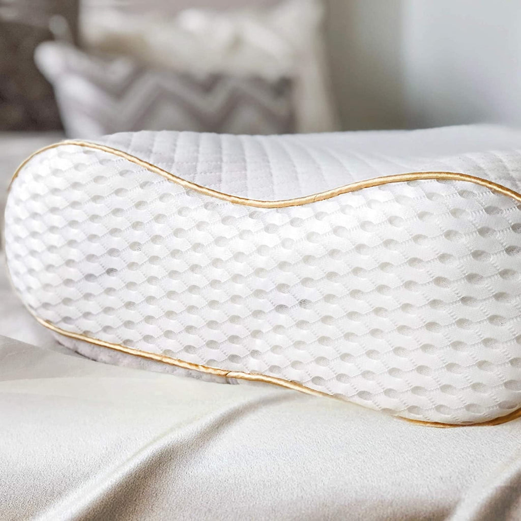 Decorative Plump Queen Memory Foam Pillow + Extra Pillowcase, Bed Pillow for Neck & Shoulders for Adult - Hotel Quality Plush Sleeping Pillows Detail
