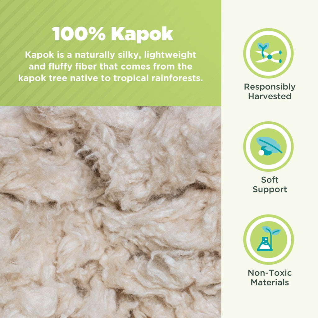 Hotel Collection Kapok 20x26" Standard Bed Pillow – Organic Cotton Fabric Soft Sleeping Pillow - Made in USA - Ergonomic Memory Foam Pillow for Neck Pain Support Detail