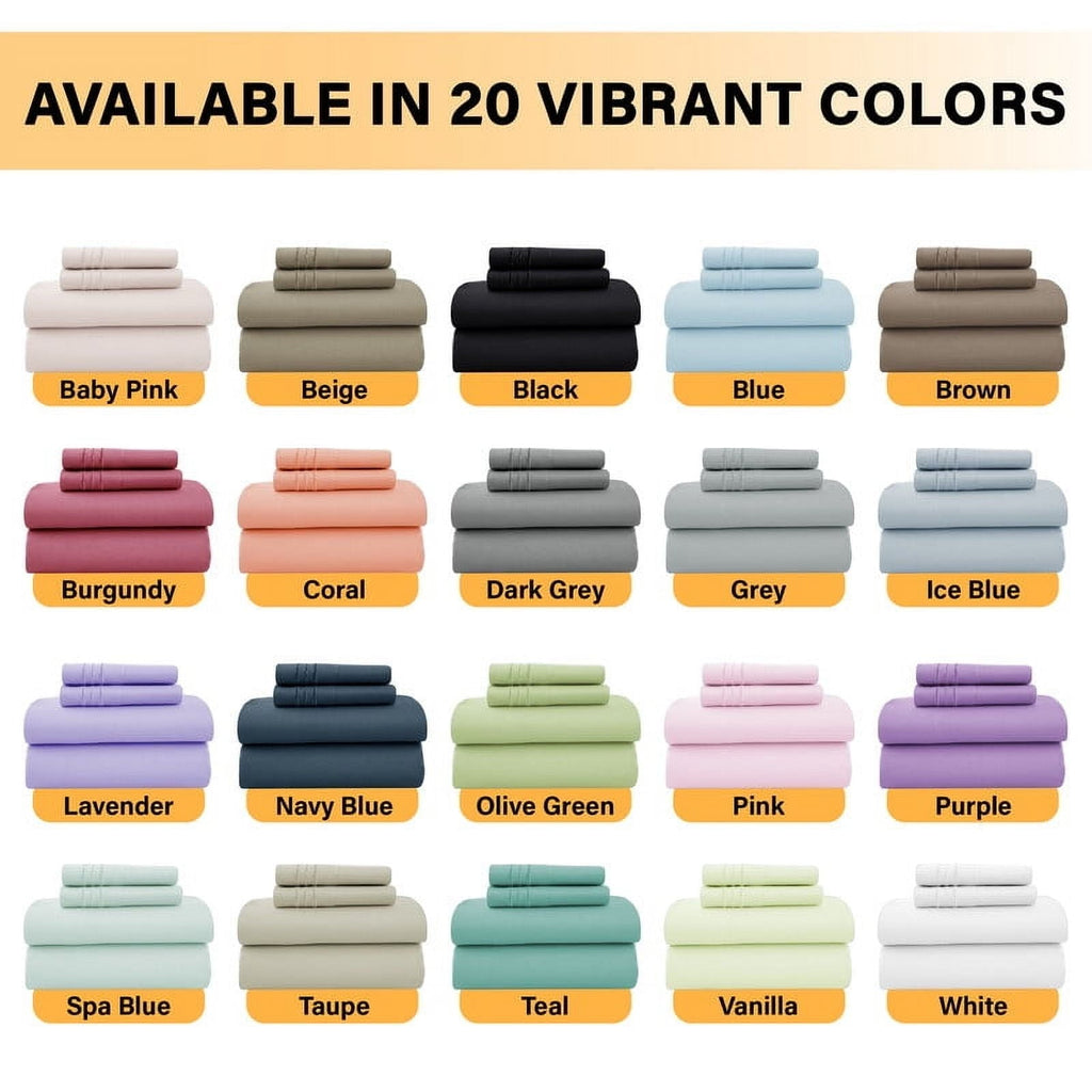 Ultra-Soft Size Sheet Set, 4-Piece Plain Soft Microfiber – Deep Pocket Bed Sheets, Includes 1 Fitted Sheet, 1 Flat Sheet, 2 Pill... - Premium Ultra-Soft Pillowcase Pair for Sleeping Detail