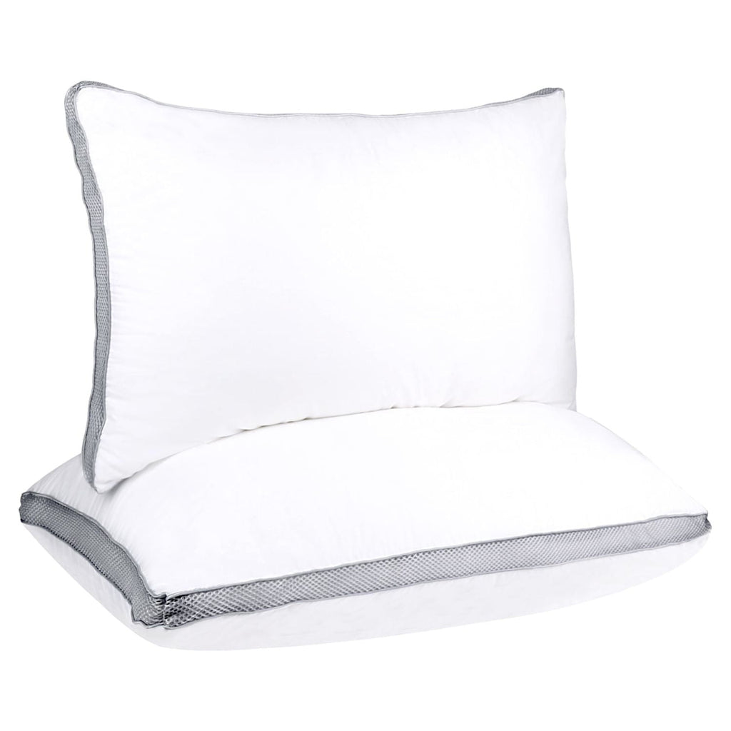 Ergonomic Memory Foam 2 Pack Cotton Down Alternative Pillows,Queen Size Bed Pillows Gusseted Hypoallergenic - Orthopedic Shredded Foam Bed Pillow Set Detail