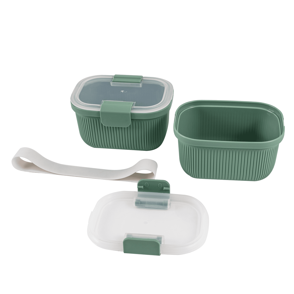 Whimsical Doughnut Food Storage Snack Container, Plastic, Rectangle, Green, 19oz Capacity, Best Used for On-the-Go Snacks and Small Port... - Playful Star & Heart Shaped Geometric NeeDoh Detail