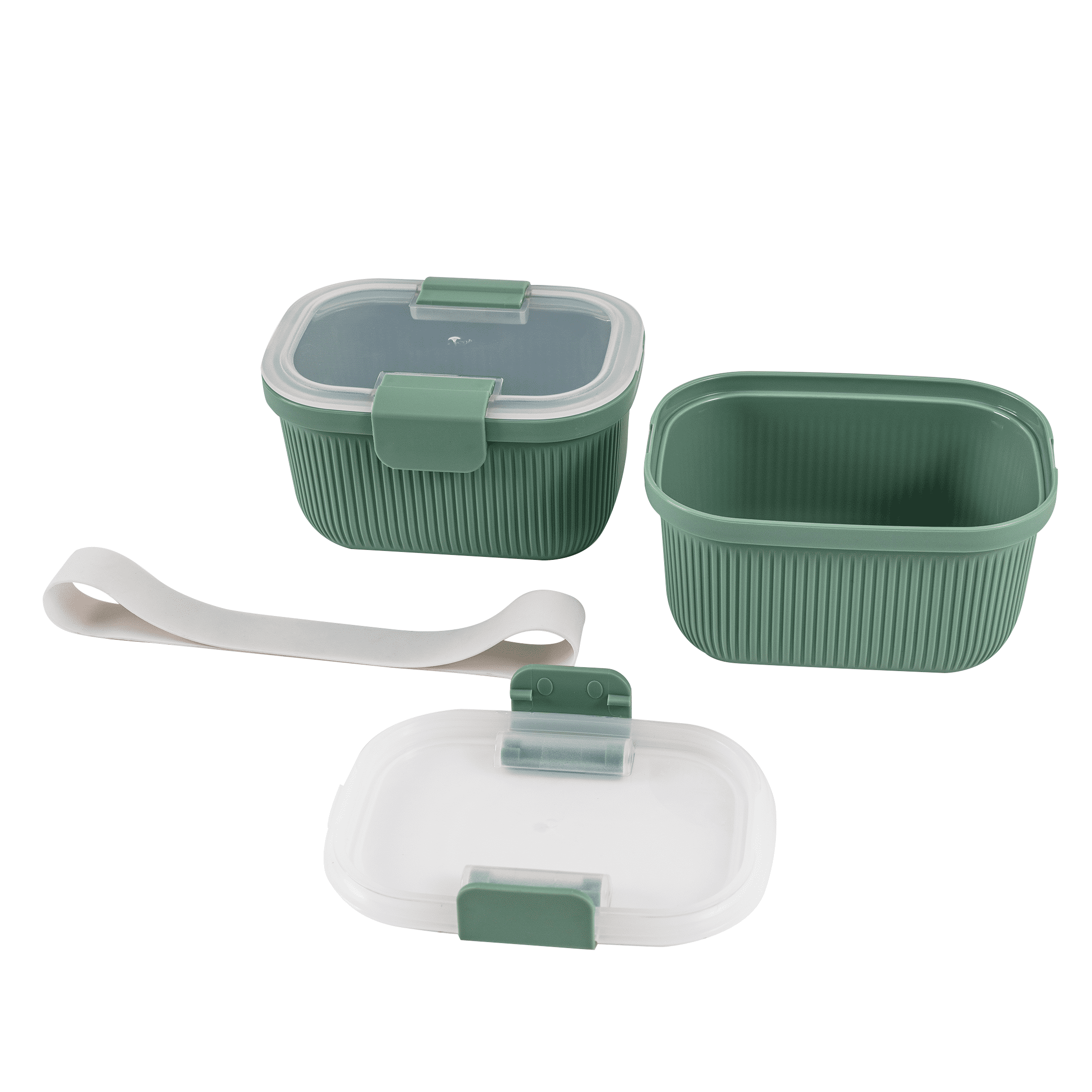 Whimsical Doughnut Food Storage Snack Container, Plastic, Rectangle, Green, 19oz Capacity, Best Used for On-the-Go Snacks and Small Port... - Playful Star & Heart Shaped Geometric NeeDoh Detail