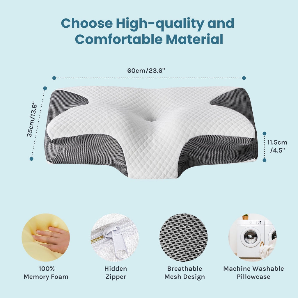 Orthopedic Support Cervical Pillow for Pain Relief, Ergonomic Side Sleeper Pillow for Orthopedic Contour Support for Bed Sleeping, Memor... - Hotel Quality Plush Sleeping Pillows Detail