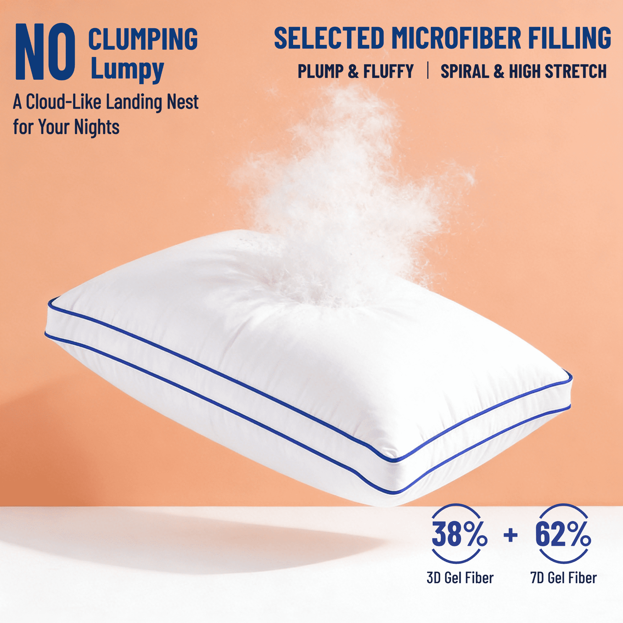 Hotel Collection Pillows Queen Size Set of 2 Bed Pillows 2 Pack Down Alternative Hotel Pillows for Side Sleepers and Back Sleepers Gus... - Hotel Quality Plush Sleeping Pillows Detail