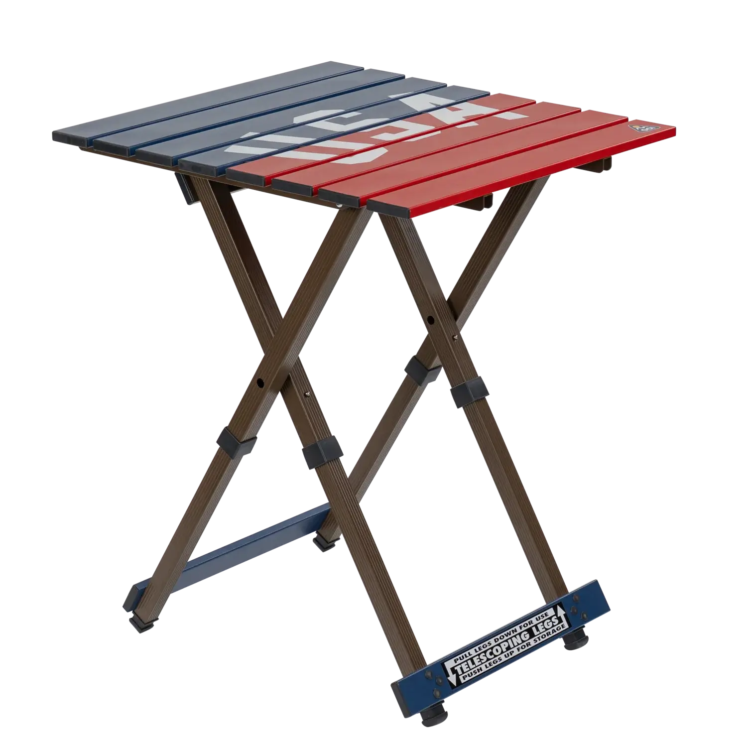 Portable Staging Compact Camp Table 20 - USA Anniversary Deluxe - Choice 757 - Slim-Fold Outdoor Cook Station with Storage Shelves - Default Title