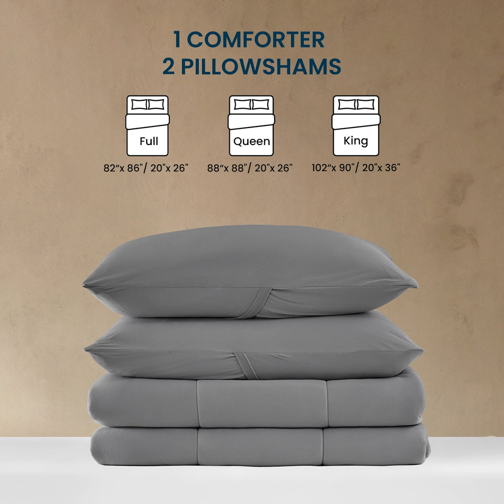 All-Season 3 Pieces Jersey Knit Bedding Sets with 1 Comforter and 2 Pillow Shams, Soft and Breathable Comforter Set with Women, ... - Cloud-Like Soft Lightweight Bed Comforter Detail