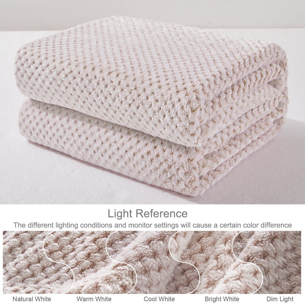 Super Soft Flannel Waffle Textured Mixed Camel Fleece Blanket, Super Soft and Warm 50"x70" Throw Blanket for Couch, Cozy, Fuzzy and Ligh... - Lightweight Plush Warm Blanket for All Seasons Detail