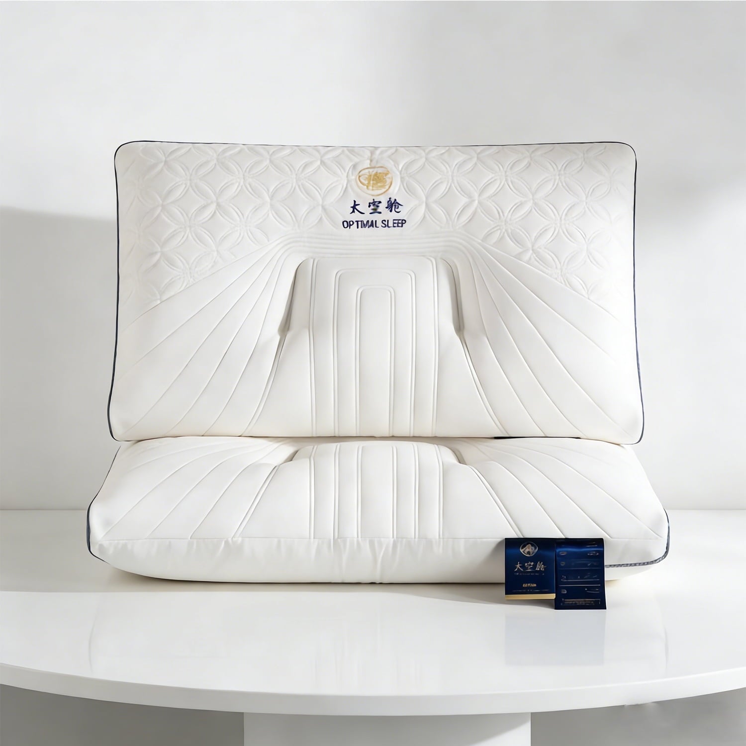 Decorative Plump 2-Pack Space Capsule Bed Pillow (29.13" x 18.9") - Plush and Supportive - Ergonomic Memory Foam Pillow for Neck Pain Support Detail