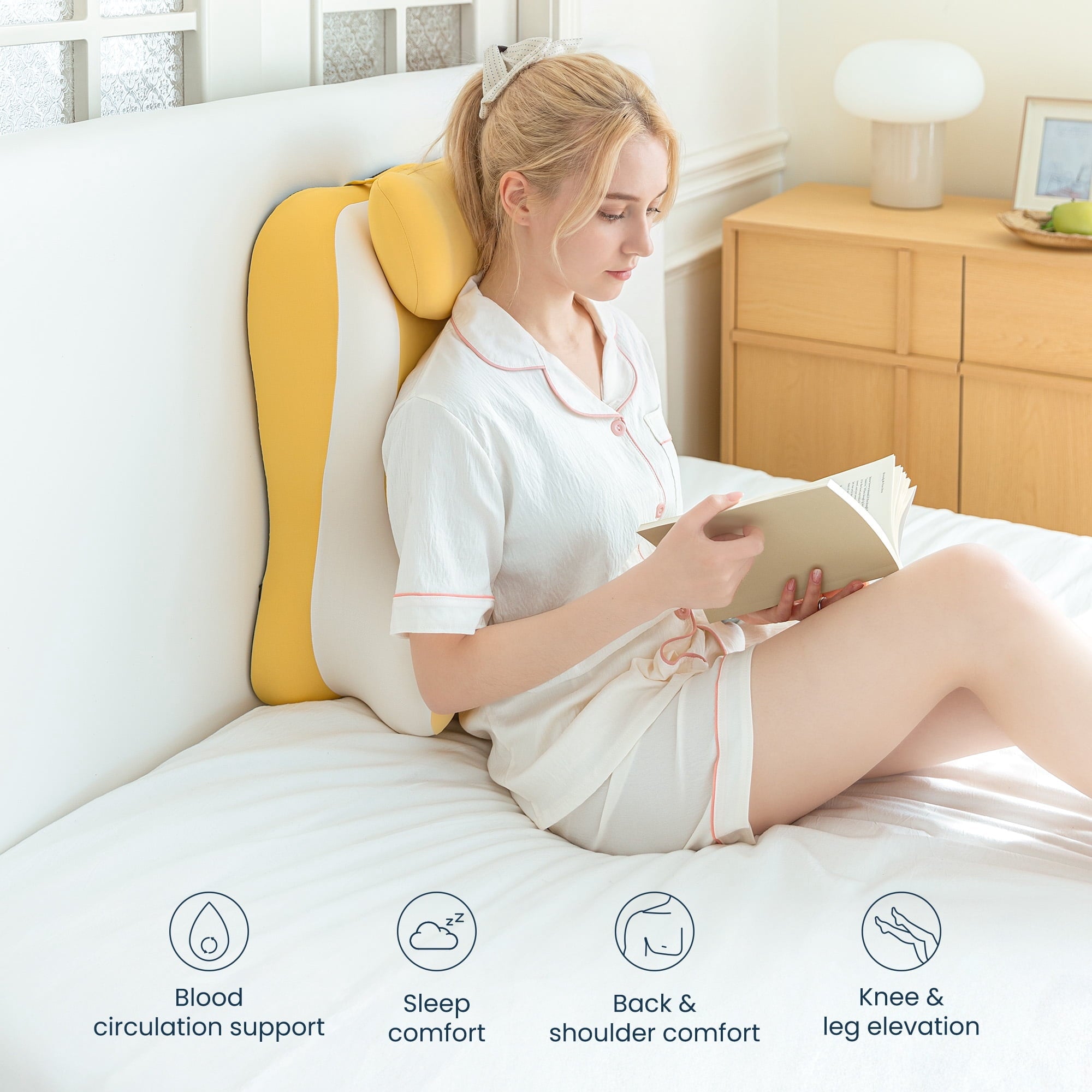 Hotel Collection Memory Foam Reading Pillow, Multi-Position Support Bed Pillow for Petite Adults, Reading Tools, Fun Couple Pillows Pr... - Decorative Throw Pillow Cushion for Sofa & Bed Detail