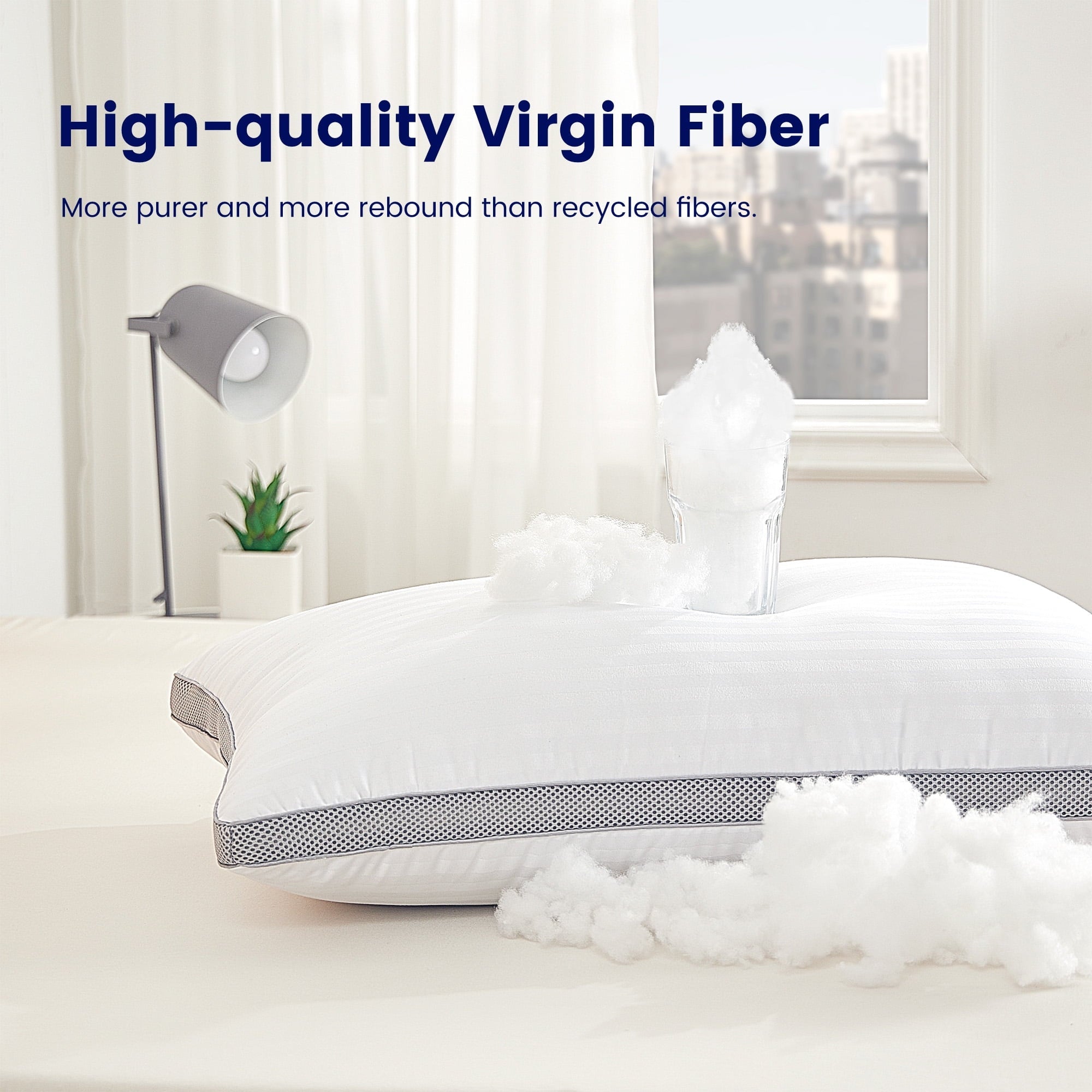 Orthopedic Support Bed Pillows for Sleeping, Queen Size Set of 2, Sandwich Mesh with Breathable Sides, Premium Medium pillows for Back, ... - Orthopedic Shredded Foam Bed Pillow Set Detail
