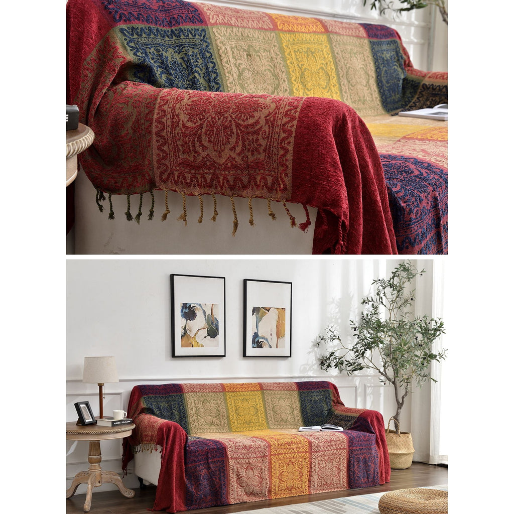 Decorative Knitted 75x60 Inch Machine Wash Boho Tribal Throws Blankets Colorful Bohemian Hippie Chenille Throw Covers Couch Furniture So... - Lightweight Plush Warm Blanket for All Seasons Detail