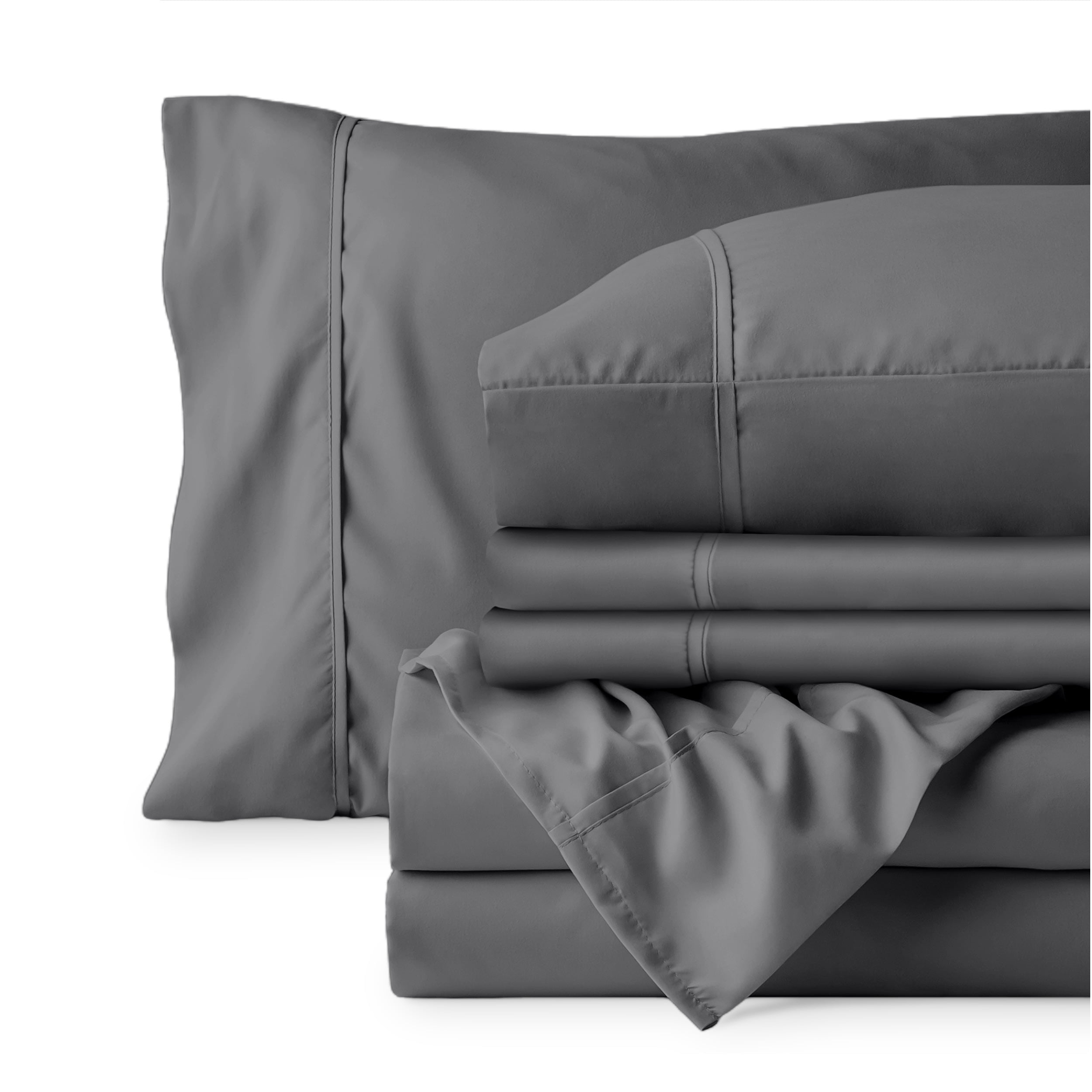 Ultra-Soft Luxury Bed Sheet Set- 6 Piece - Queen, Gray - Cooling Hotel Quality Bedding Sheets and Pillowcases Detail