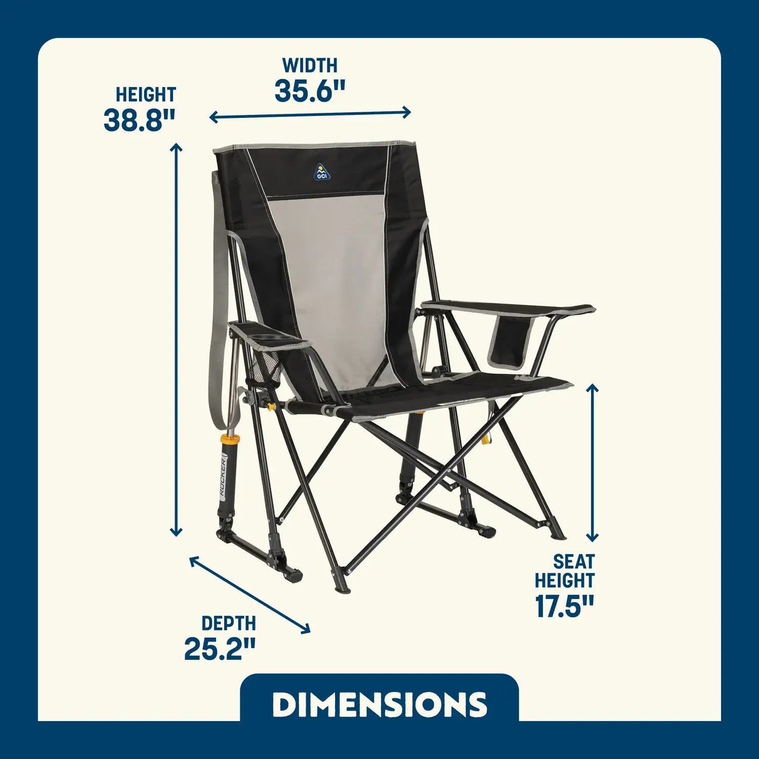 Patented Spring-Action Comfort Pro Rocker - Choice 375 - Freestyle Rocker Portable Outdoor Folding Chair Detail