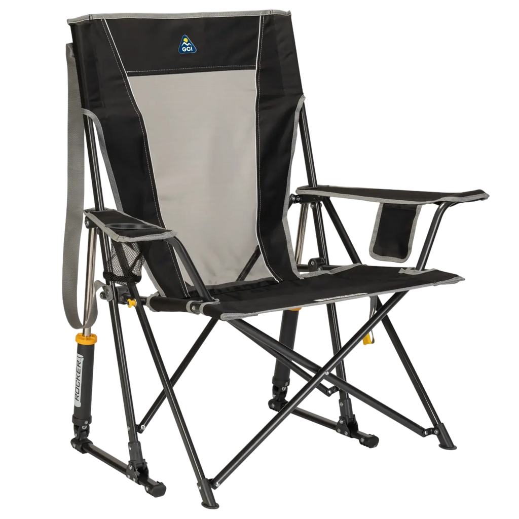 Patented Spring-Action Comfort Pro Rocker - Choice 375 - Freestyle Rocker Portable Outdoor Folding Chair - Black