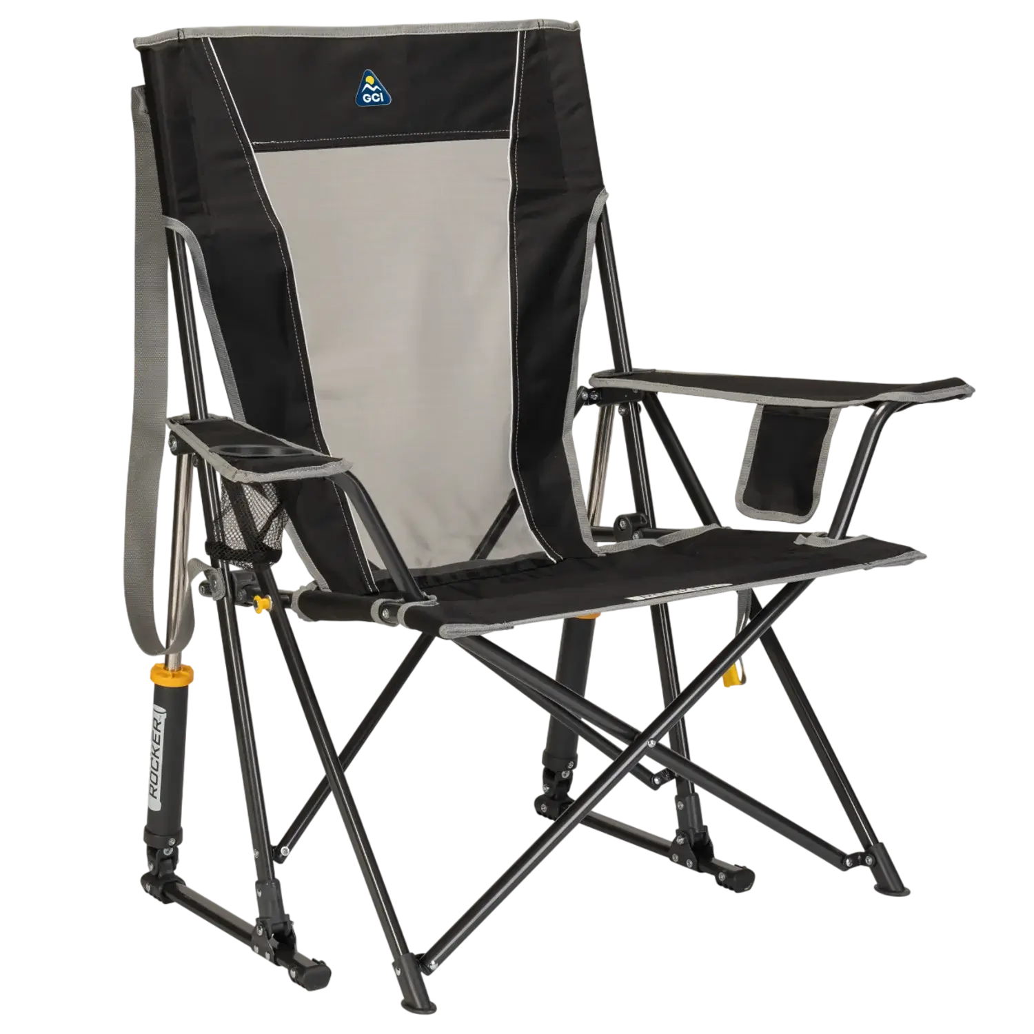 Patented Spring-Action Comfort Pro Rocker - Choice 375 - Freestyle Rocker Portable Outdoor Folding Chair - Black