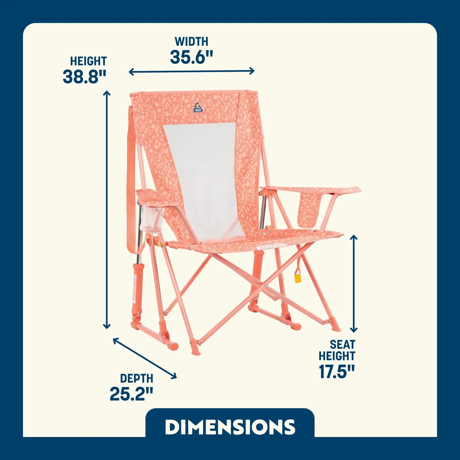 Patented Spring-Action Comfort Pro Rocker - Choice 375 - Freestyle Rocker Portable Outdoor Folding Chair Detail