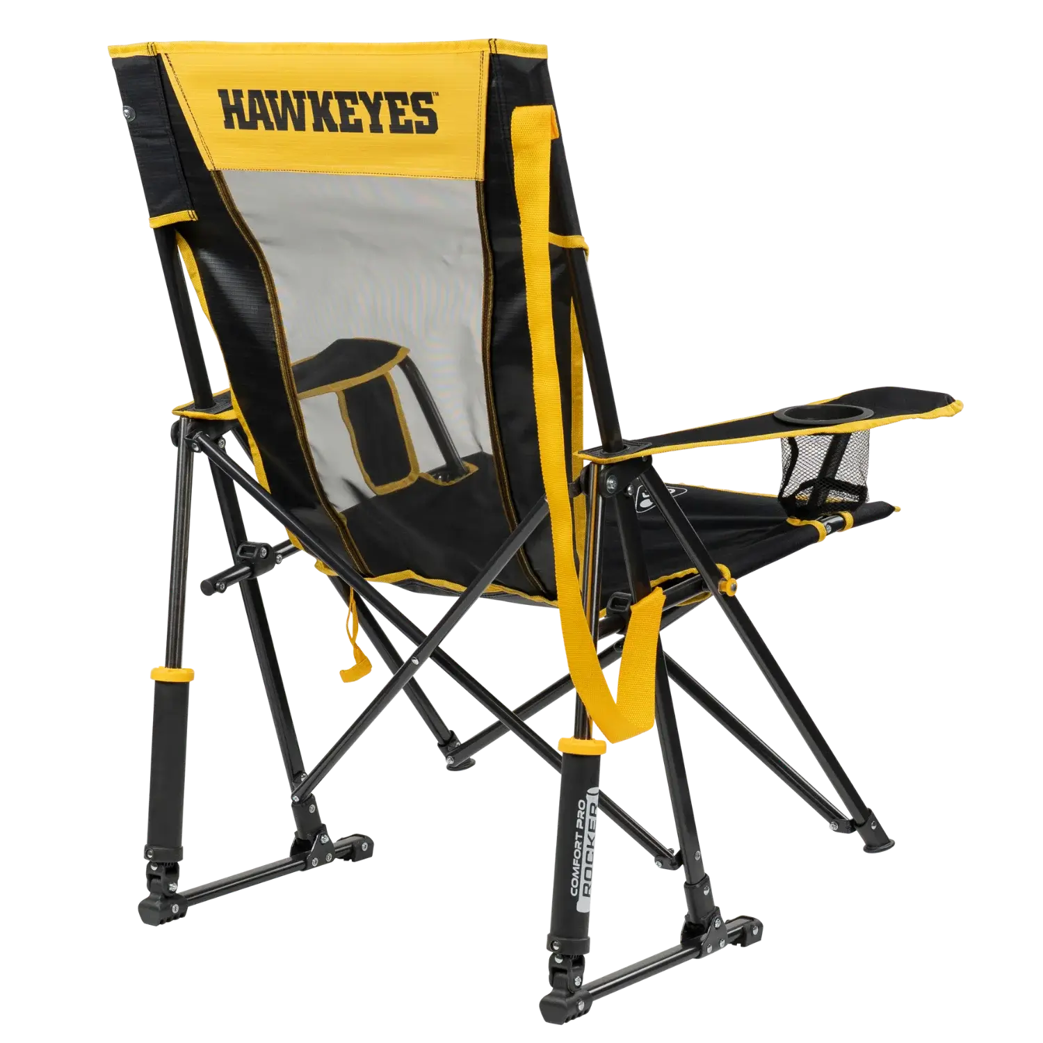 Heavy-Duty Freestyle College Comfort Pro Rocker - Iowa Hawkeyes - Choice 249 - Freestyle Rocker Portable Outdoor Folding Chair Detail