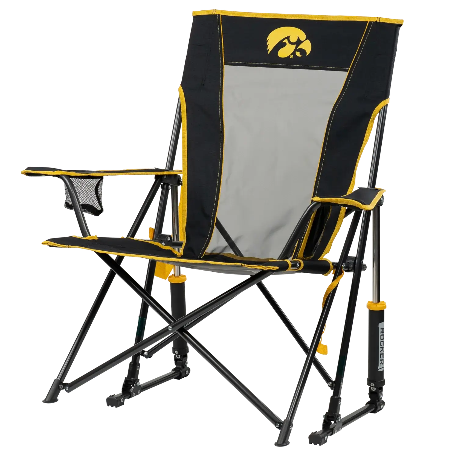Heavy-Duty Freestyle College Comfort Pro Rocker - Iowa Hawkeyes - Choice 249 - Freestyle Rocker Portable Outdoor Folding Chair Detail