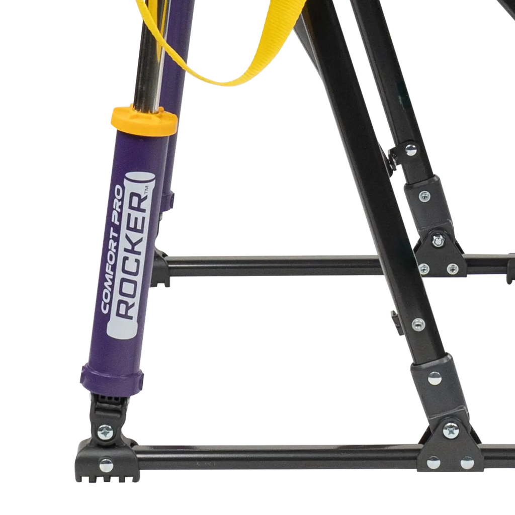 Premium All-Weather College Comfort Pro Rocker - LSU Tigers - Choice 880 - Heavy-Duty Kickback Rocker with Beverage Holder Detail