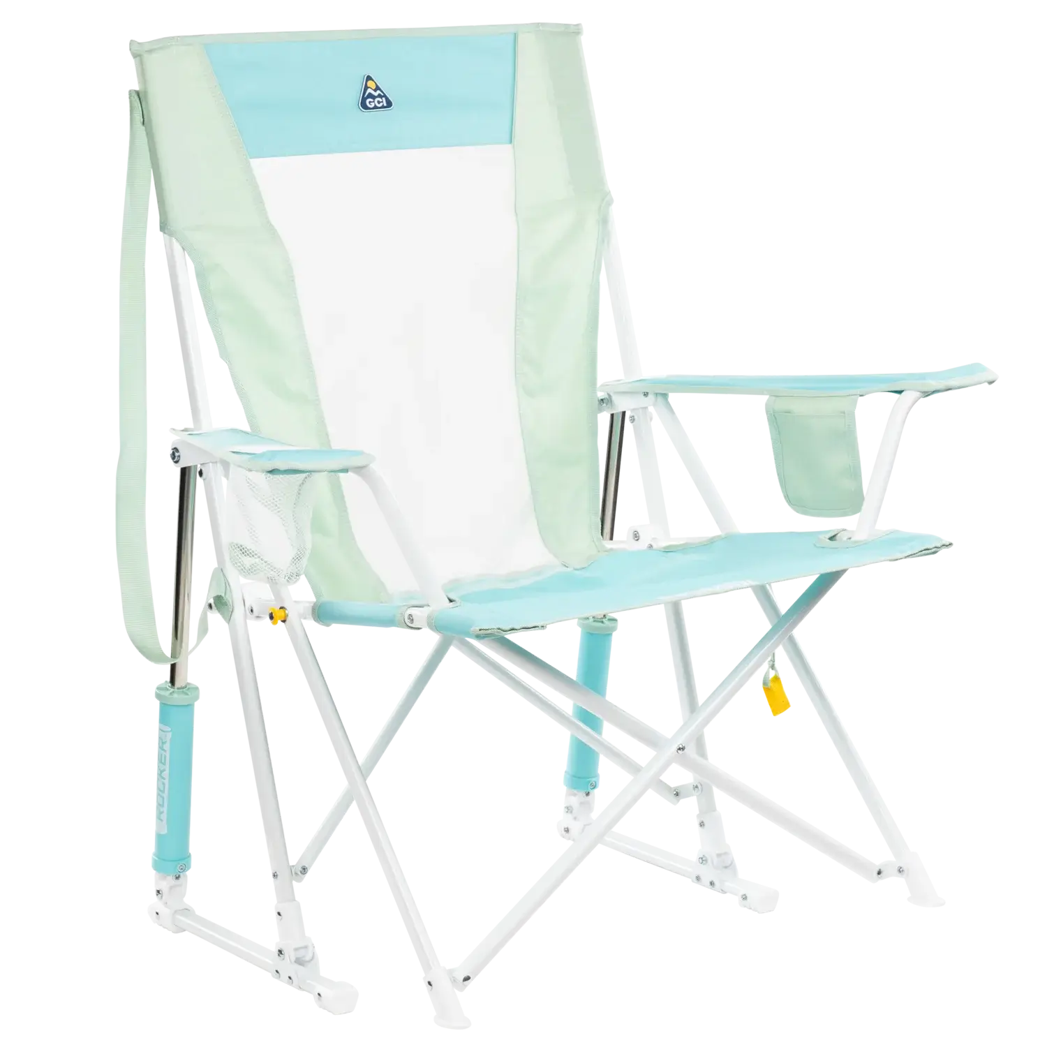 Patented Spring-Action Comfort Pro Rocker - Choice 375 - Freestyle Rocker Portable Outdoor Folding Chair - Pastel Green