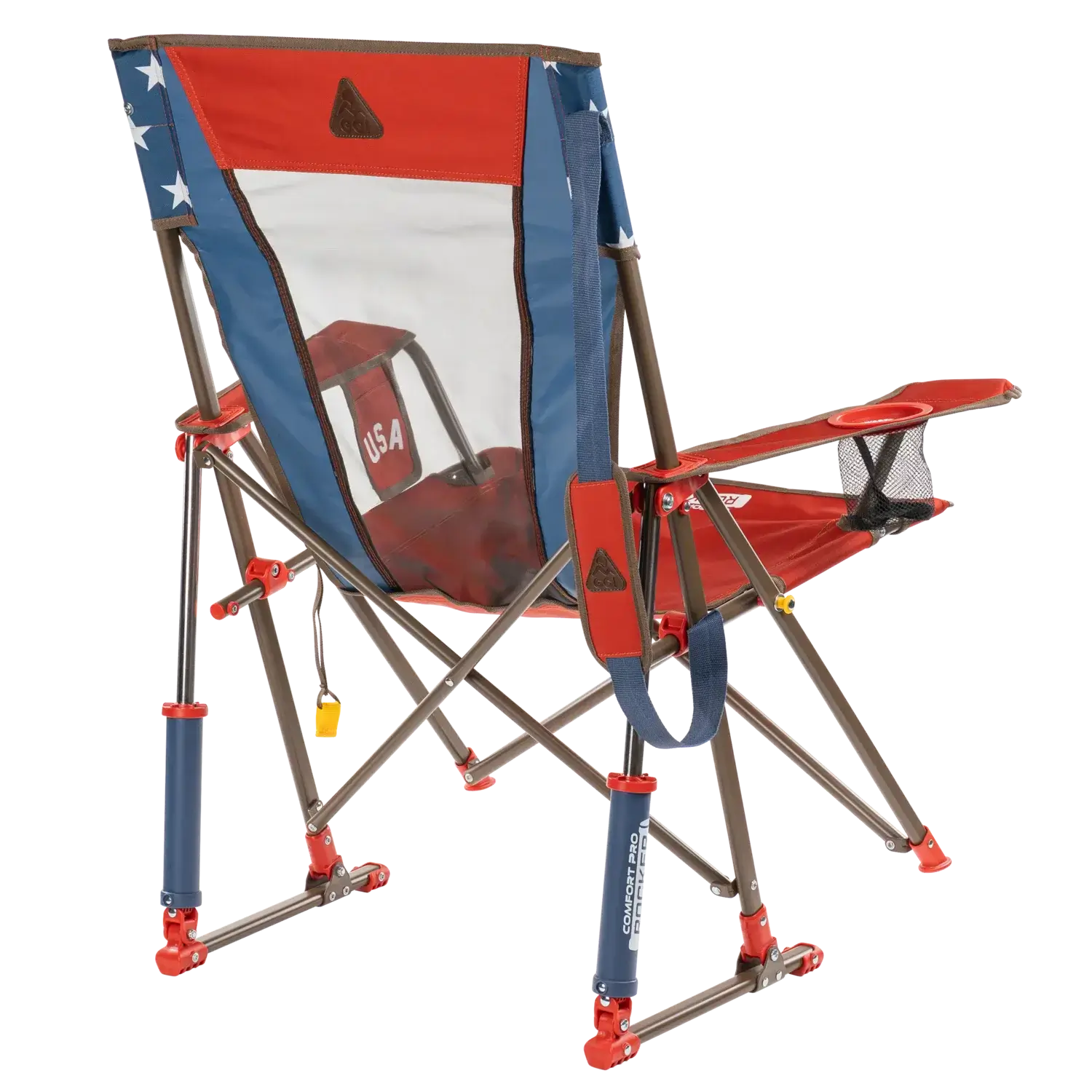 Luxury Camp Comfort Pro Rocker - USA Anniversary Deluxe - Choice 424 - Patented Spring-Action Rocking Chair for Camping Detail