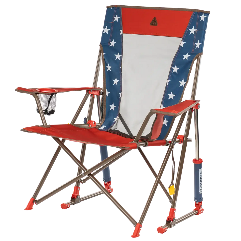Luxury Camp Comfort Pro Rocker - USA Anniversary Deluxe - Choice 424 - Patented Spring-Action Rocking Chair for Camping Detail