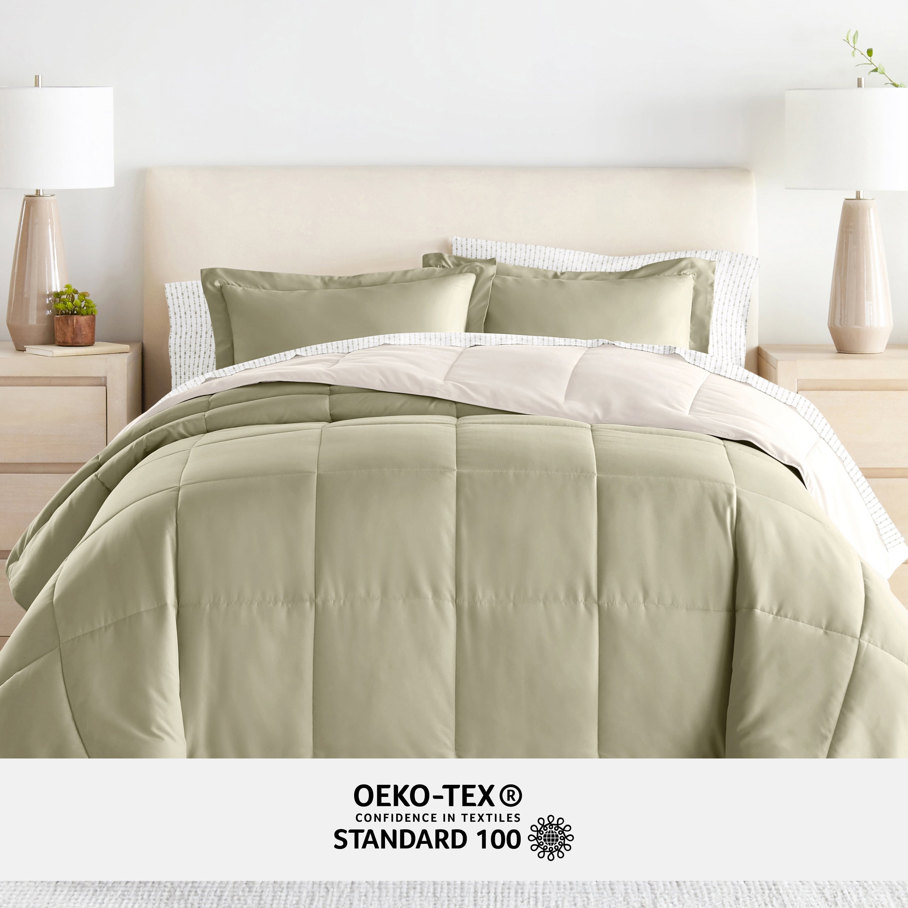 Hypoallergenic Cloud 5 Piece Bedding Bundle, Reversible Comforter and Patterned Sheet Set, Twin - Cloud-Like Soft Lightweight Bed Comforter Detail