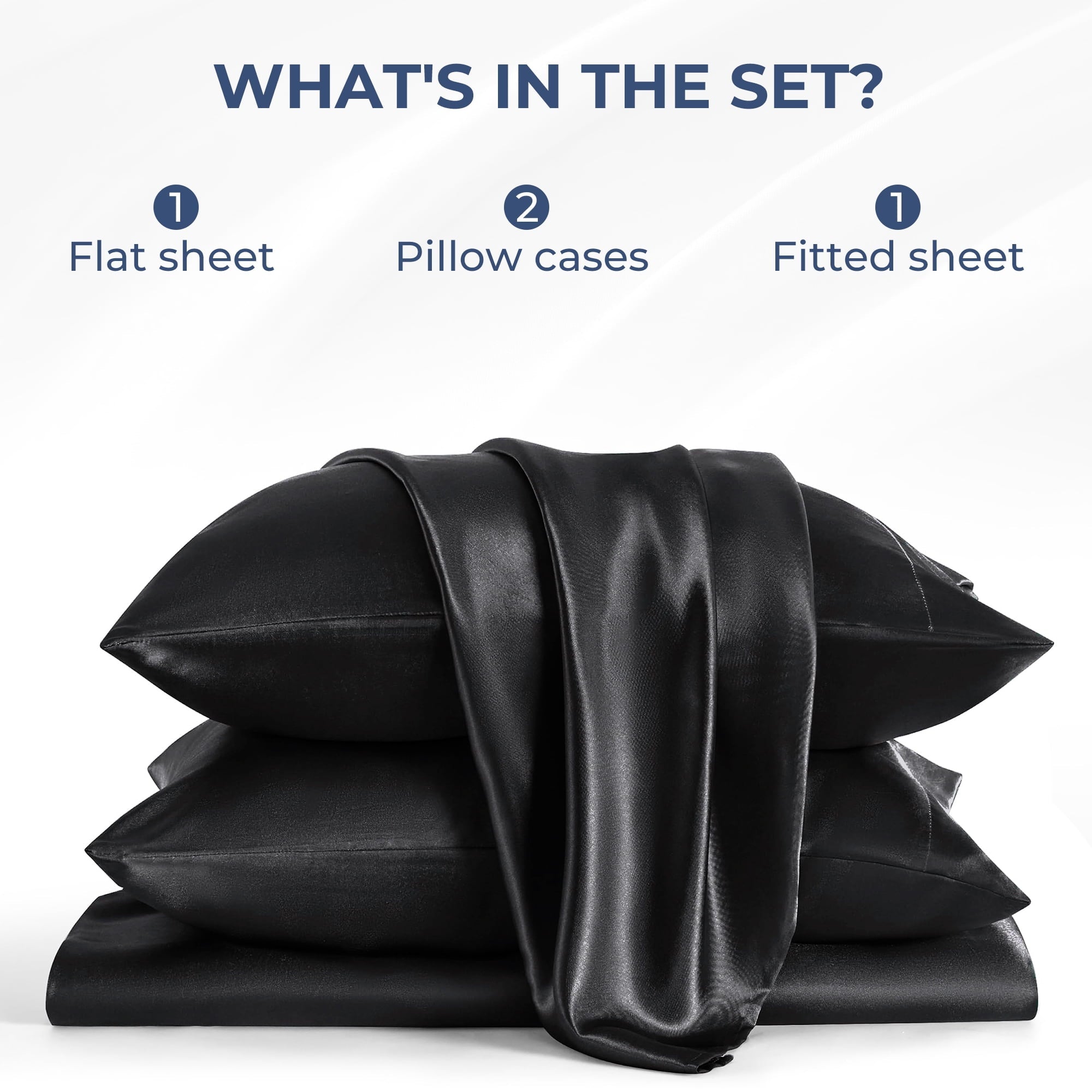 Wrinkle-Resistant Set, Queen, Silky Bed s, 4 Pieces,Black - Luxury Bed Sheet Set with Deep Pockets Detail