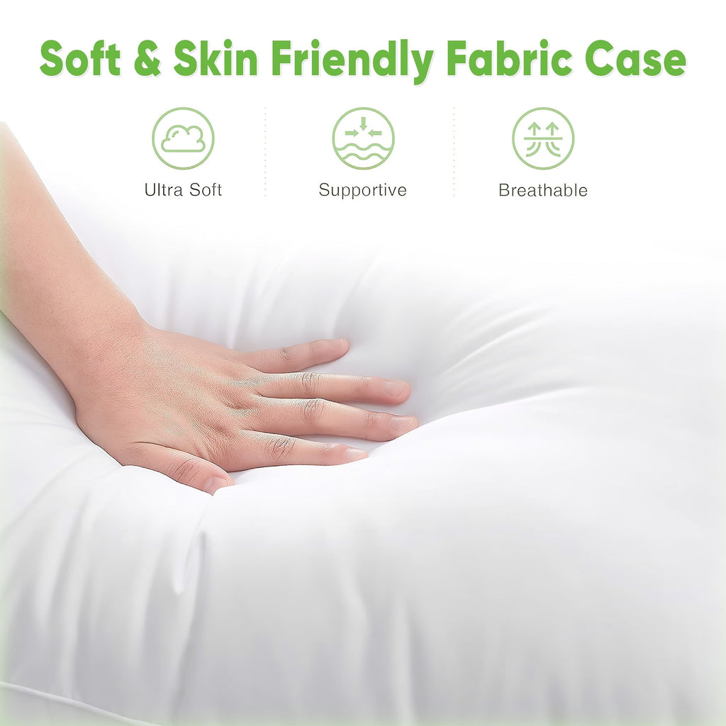 Orthopedic Support Goose Feather Down Pillows for Sleeping,Luxury Hotel Collection Queen Size Soft Bed Pillow,1 Pack,Queen (20.2" x 28.2") - Hotel Quality Plush Sleeping Pillows Detail