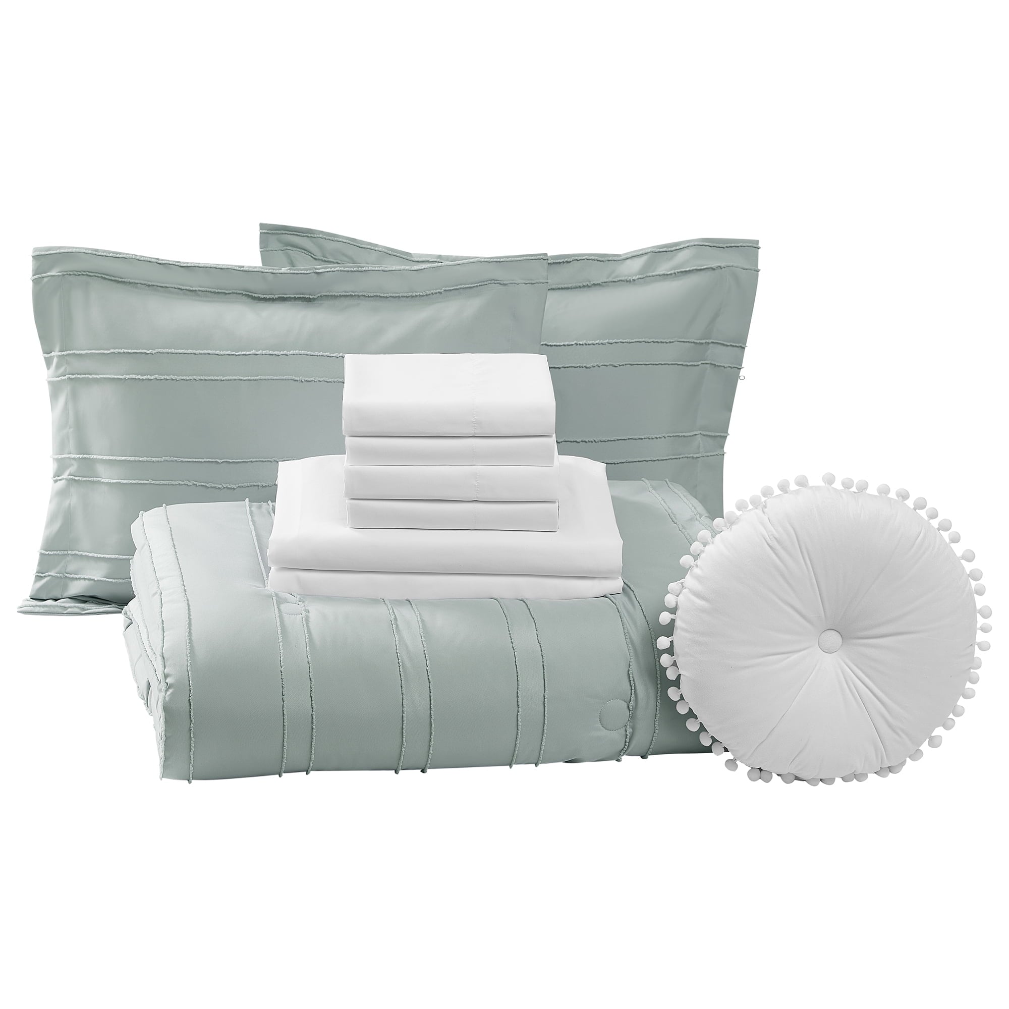 Luxurious Quilted Mint 10 Piece Bed in a Bag Comforter Set with Sheets, Queen - Hypoallergenic Ultra-Fluffy Quilt for Winter Detail